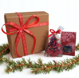Box prezent świąteczny herbata czekolada choinka