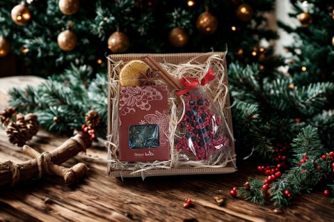 Box prezent świąteczny herbata czekolada choinka