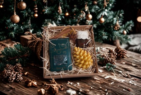 Box prezentowy świąteczny herbata świeca