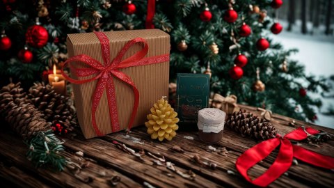 Box prezentowy świąteczny herbata świeca