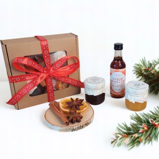 Box prezentowy z syropem, miodem i konfiturą