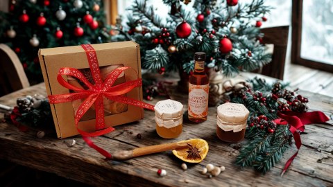 Box prezentowy z syropem, miodem i konfiturą