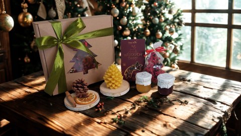 Box prezentowy zestaw świąteczny herbata świeca