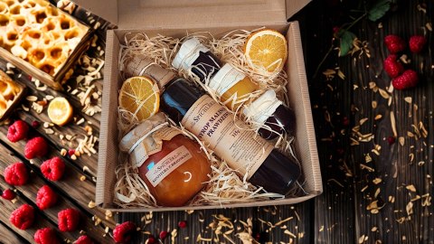 Box zestaw prezentowy syrop, miód, konfitura