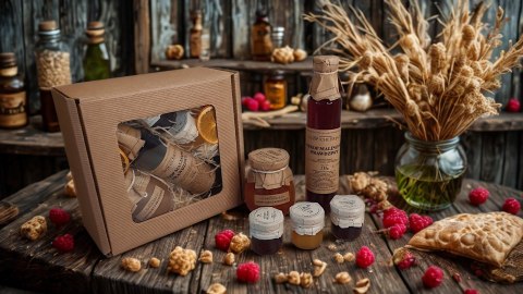 Box zestaw prezentowy syrop, miód, konfitura