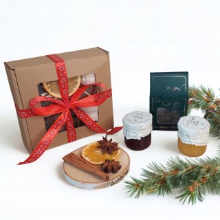 Gotowy box prezentowy herbata miód konfitura