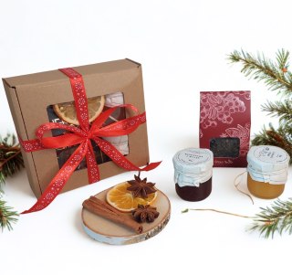 Gotowy box prezentowy herbata miód konfitura