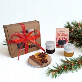 Gotowy box prezentowy herbatka miód konfitura