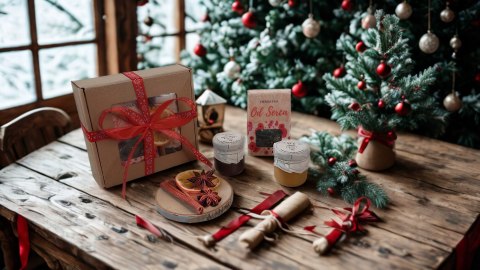 Gotowy box prezentowy herbatka miód konfitura