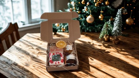 Gotowy box prezentowy herbatka miód konfitura