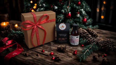 Mini zestaw box prezentowy dla kobiety kosmetyki orzechy