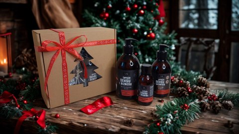 Świąteczny Zestaw box prezentowy dla mężczyzny kosmetyki żel szampon