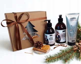 Świąteczny Zestaw box prezentowy dla mężczyzny kosmetyki żel szampon