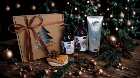Świąteczny Zestaw box prezentowy dla mężczyzny kosmetyki żel szampon