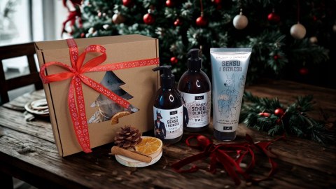 Świąteczny Zestaw box prezentowy dla mężczyzny kosmetyki żel szampon