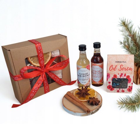 Świąteczny box prezentowy syrop herbata