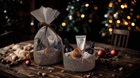 Świąteczny kosz prezentowy dla niego kosmetyki naturalne