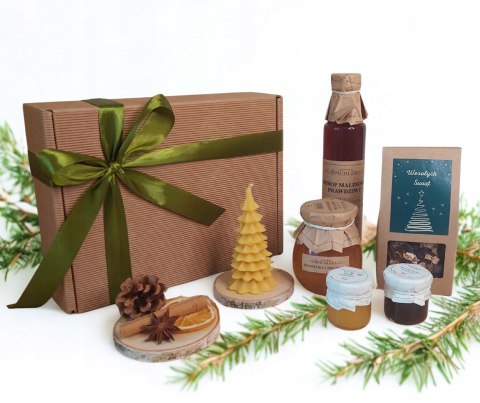 Świąteczny zestaw box prezentowy, syrop, konfitury, herbata