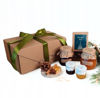 Świąteczny zestaw kosz prezentowy herbata konfitury