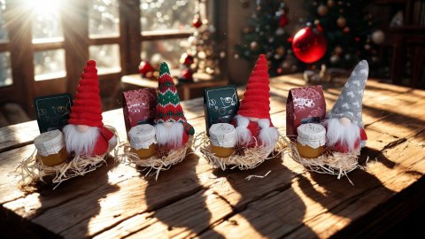 Świąteczny zestaw prezentowy na drewienku Mikołaj