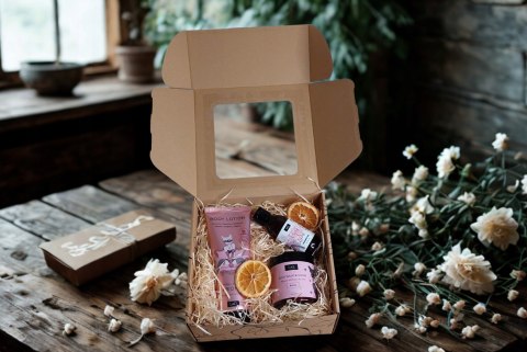 Zestaw box prezentowy dla kobiety peeling balsam żel