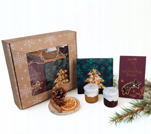 Zestaw kosz prezent świąteczny box czekolada herbata miód