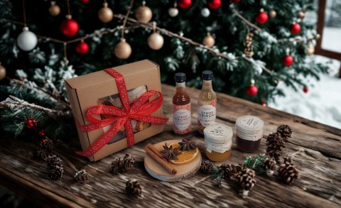 Zestaw prezentowy box syropy miód konfitura
